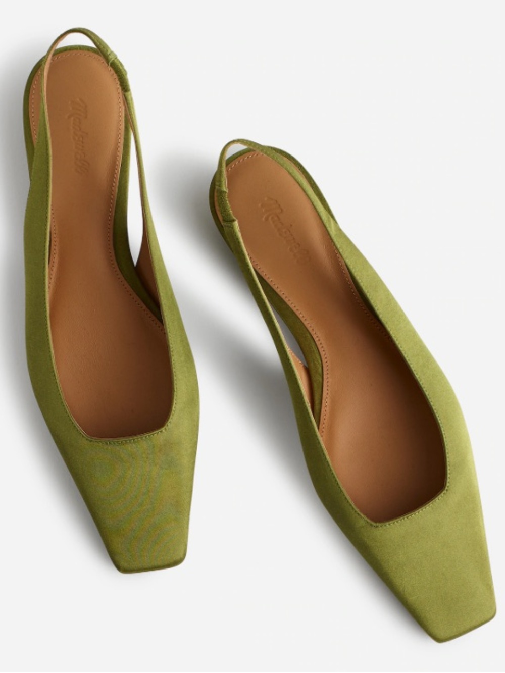 Madewell Olive Green Satin Slingback Flats